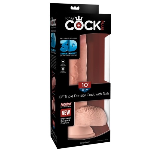 King Cock Plus - Realistyczne Dildo Z Jądrami I Przyssawką 25 CM Jasny Kolor Skóry